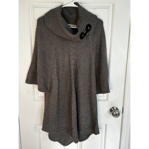 Dana Buchman XL Gray Cowl Neck Knit Cape Pullover Sweater Tunic Top